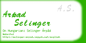 arpad selinger business card